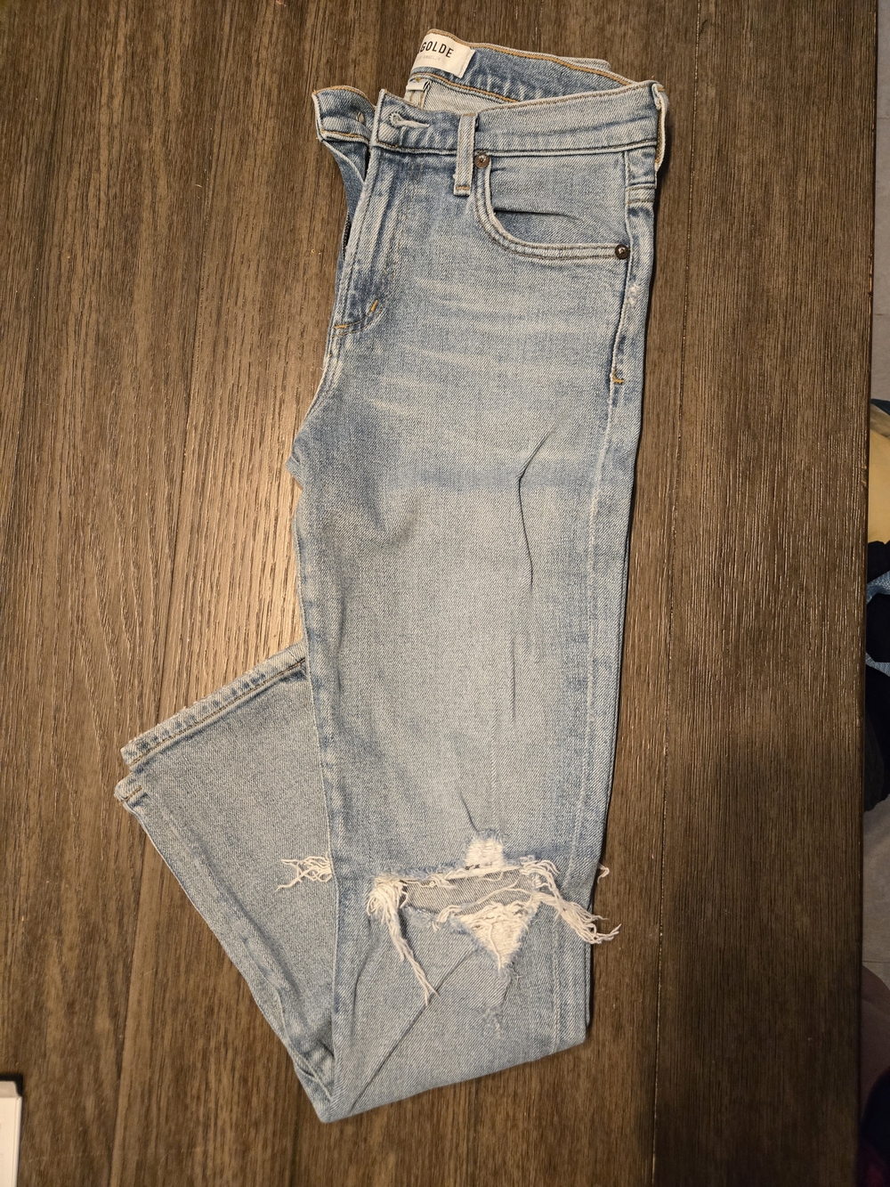 Agolde Light Blue Distressed Skinny Jeans